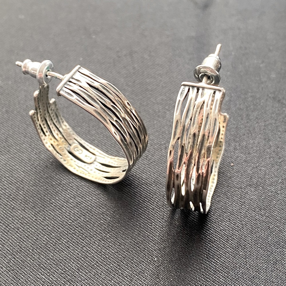 Vintage Sterling Silver 925 Half Hoop Earrings